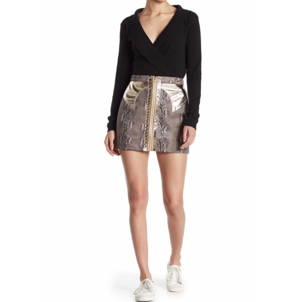 Nordstrom Wild Honey Snake Print Zip Front Mini Skirt M